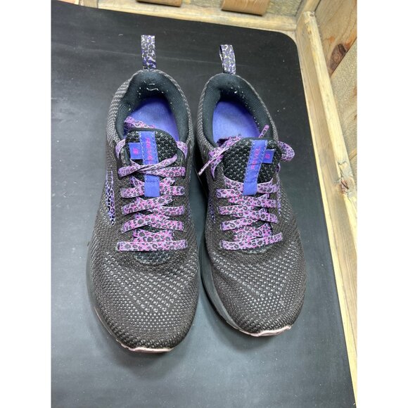 Brooks Revel 5 Womens Running Shoes 6.5 Black & Purple Leopard Print Mesh Lightw - Picture 4 of 9